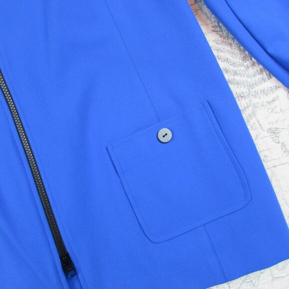 EUC NINA MCLEMORE Jacket Women Stretch cobalt blue Cotton Car Coat Blazer 18 - Picture 4 of 8
